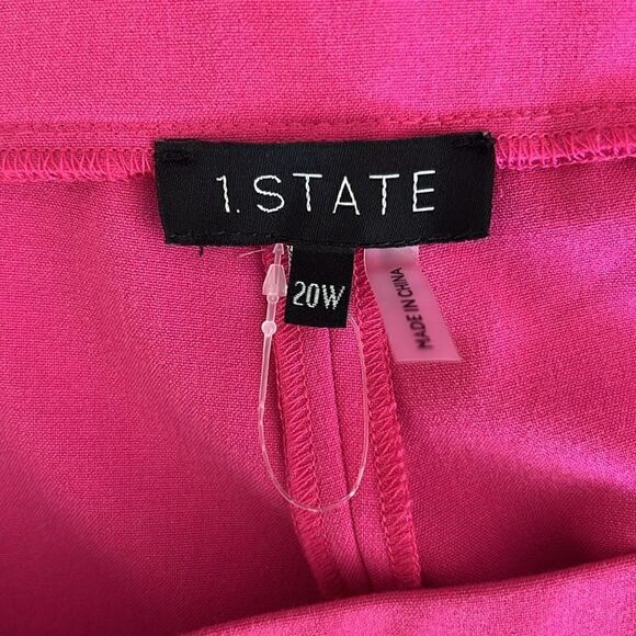 NWOT 1. STATE Pink Stretch Crepe Split Cuff Straight Leg Front Slit Pants 20W - Picture 5 of 13